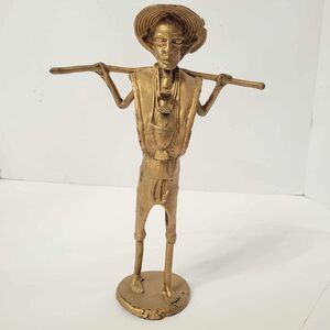 Vintage Brass African Folk Art Tribal Man Figurine Sculpture Statue Decor Dhokra